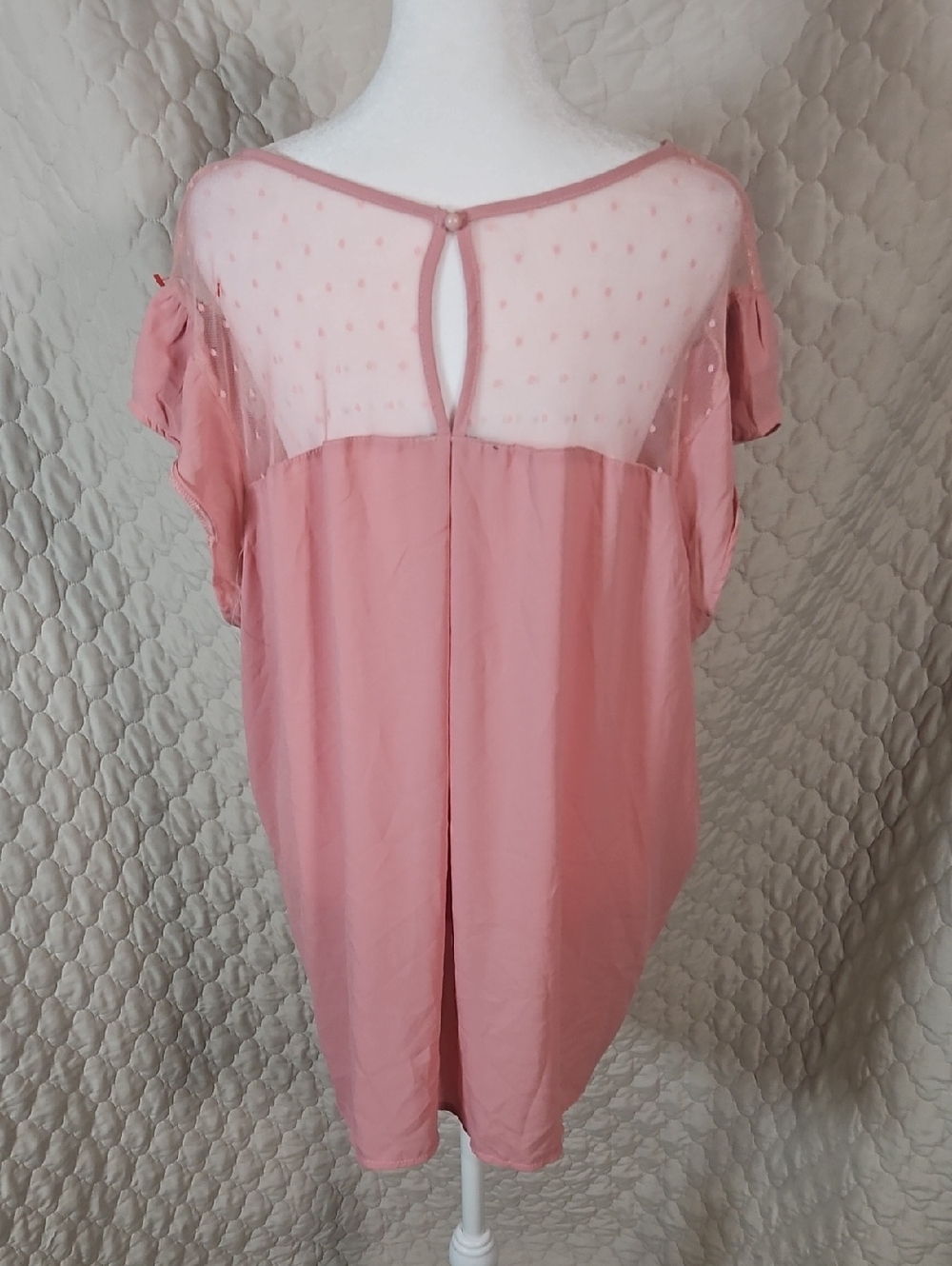 Absolute Angel New York Pink Lace Swiss Dot Detail Blouse - Picture 5 of 9